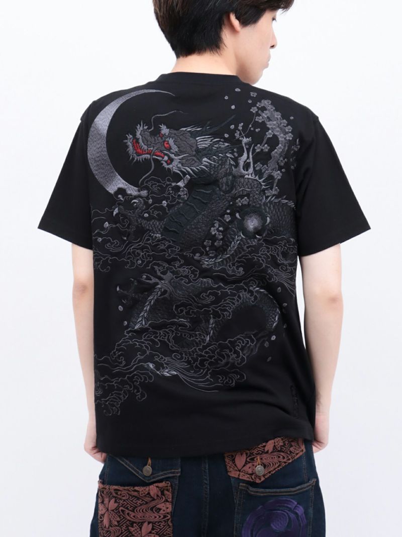 【絡繰魂・漆】“漆の龍”総刺繍Tシャツ