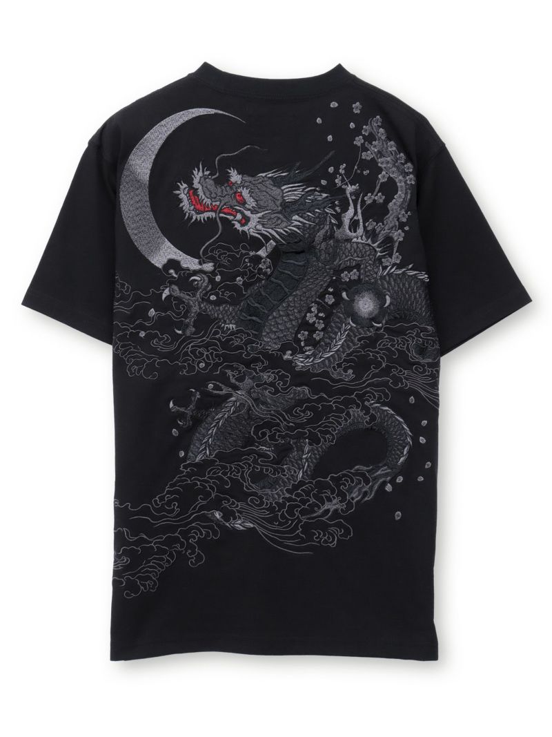 【絡繰魂・漆】“漆の龍”総刺繍Tシャツ