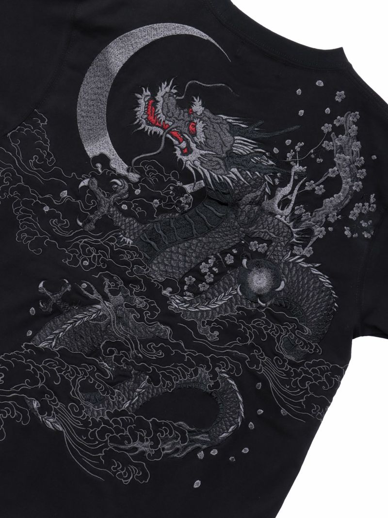 【絡繰魂・漆】“漆の龍”総刺繍Tシャツ