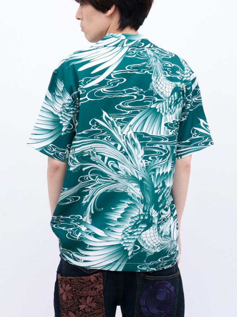 【絡繰魂】“鳳凰”総柄プリントアロハシャツ