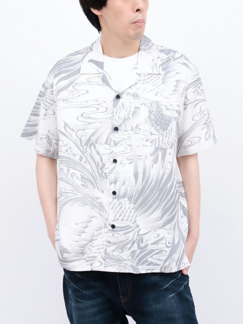 【絡繰魂】“鳳凰”総柄プリントアロハシャツ