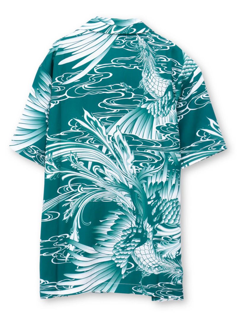 【絡繰魂】“鳳凰”総柄プリントアロハシャツ