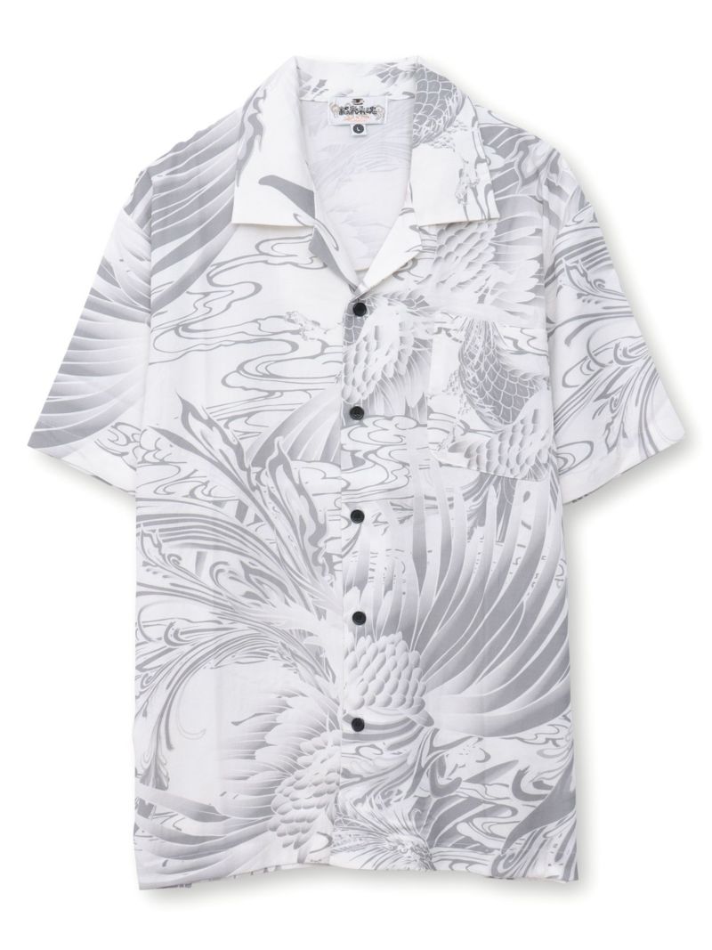 【絡繰魂】“鳳凰”総柄プリントアロハシャツ