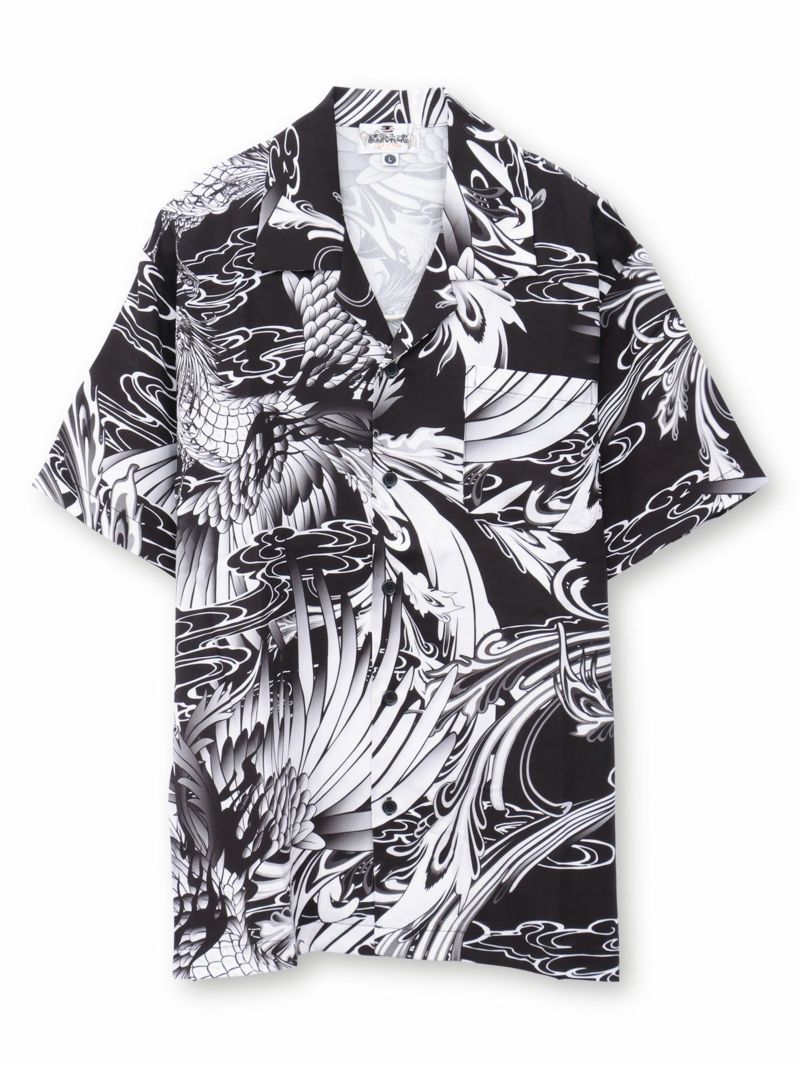 【絡繰魂】“鳳凰”総柄プリントアロハシャツ