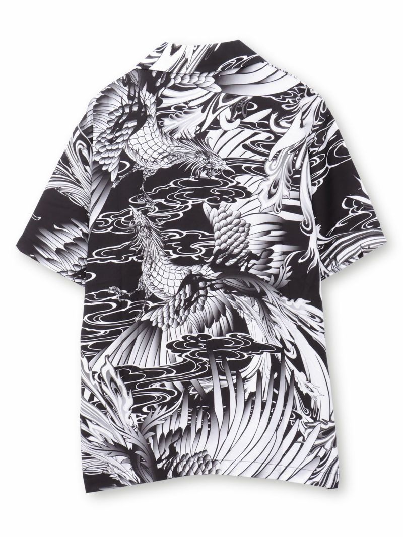 【絡繰魂】“鳳凰”総柄プリントアロハシャツ