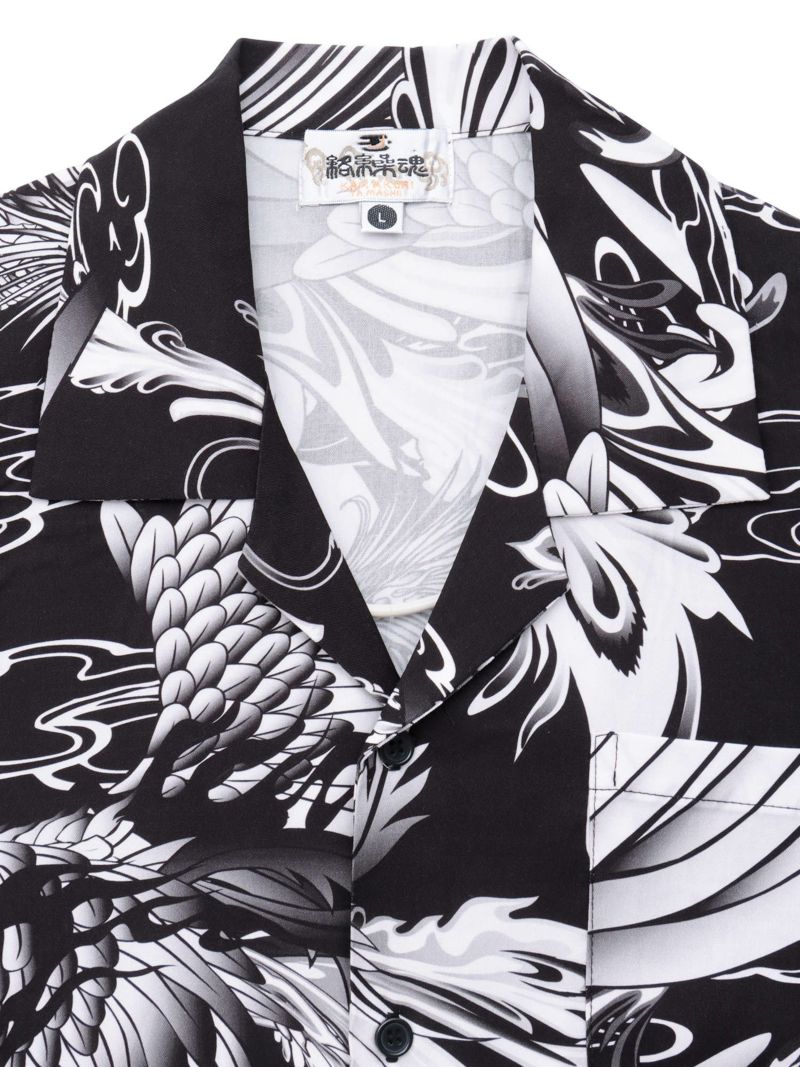 【絡繰魂】“鳳凰”総柄プリントアロハシャツ