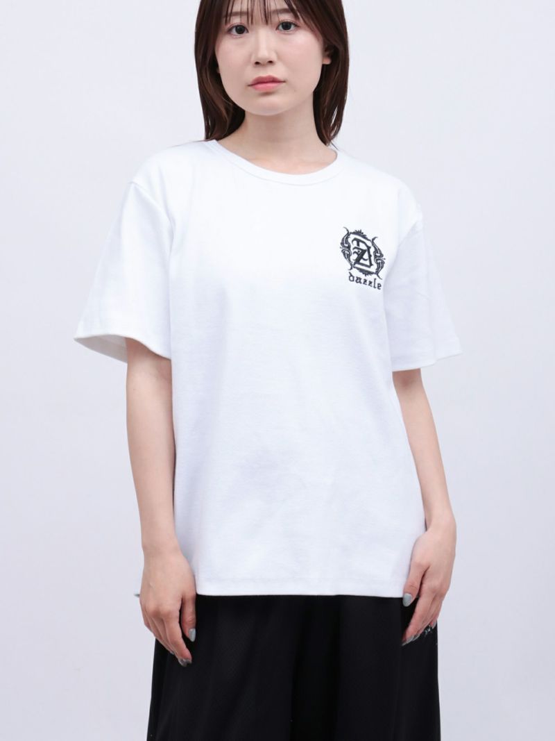 【DAZZLE】ロゴ刺繍 テレコ素材クルーネックTシャツ