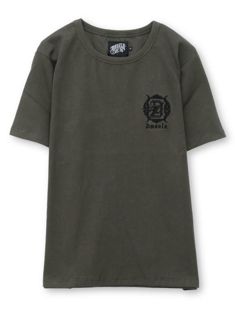 【DAZZLE】ロゴ刺繍 テレコ素材クルーネックTシャツ