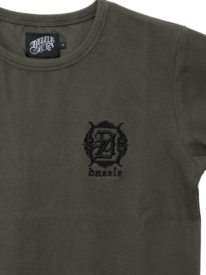 【DAZZLE】ロゴ刺繍 テレコ素材クルーネックTシャツ
