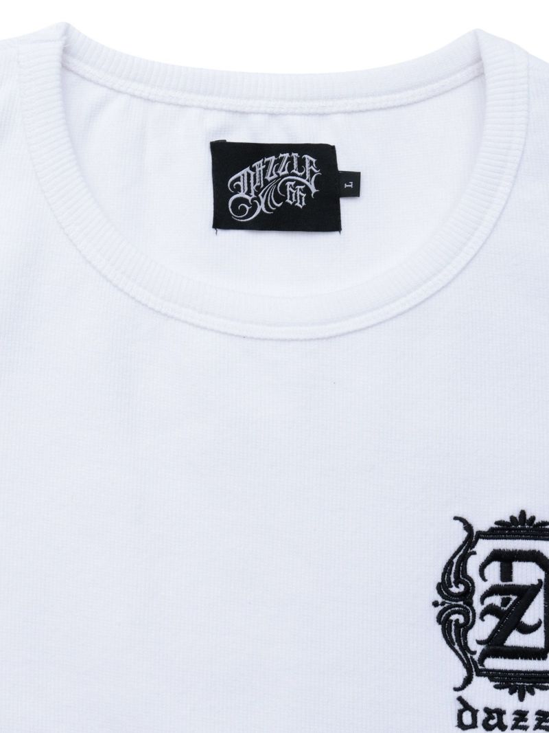 【DAZZLE】ロゴ刺繍 テレコ素材クルーネックTシャツ