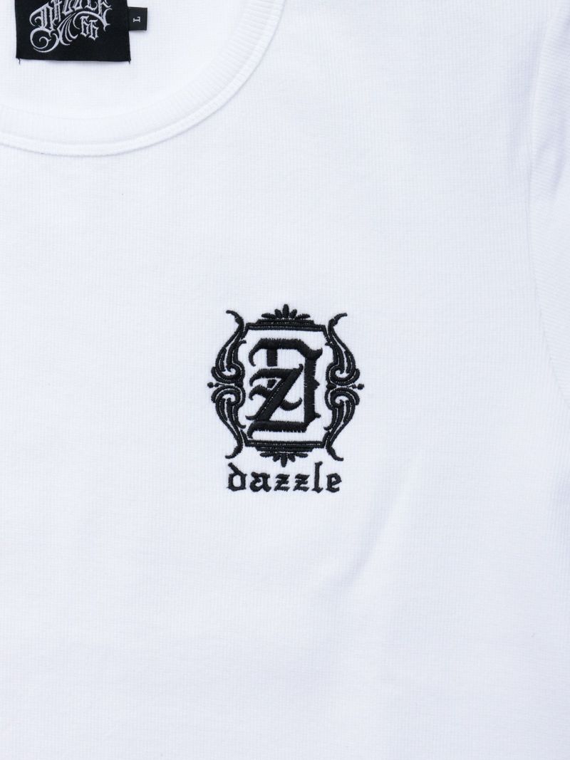 【DAZZLE】ロゴ刺繍 テレコ素材クルーネックTシャツ