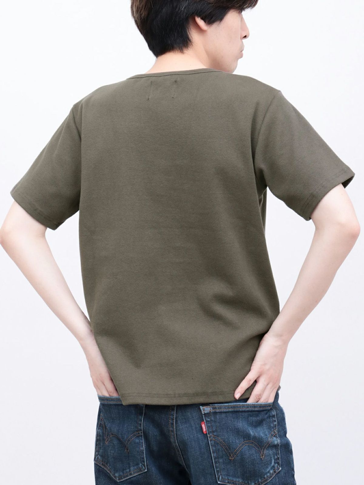 【DAZZLE】ロゴ刺繍 テレコ素材クルーネックTシャツ