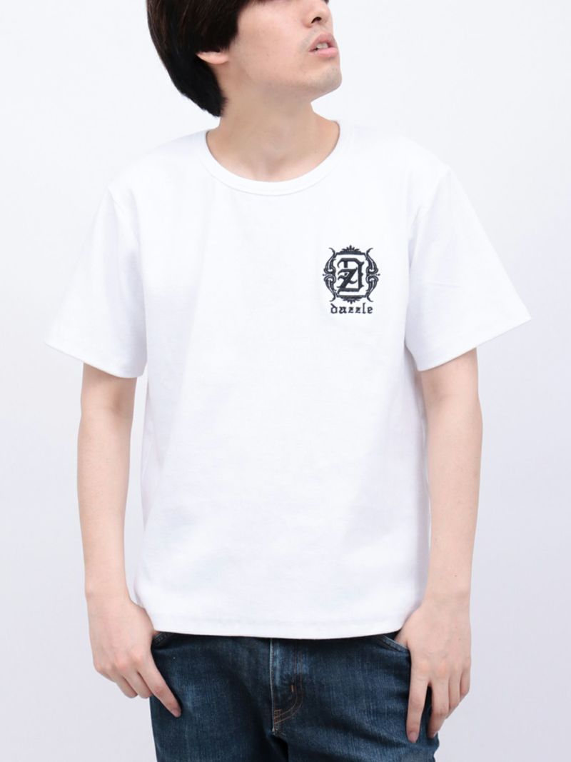 【DAZZLE】ロゴ刺繍 テレコ素材クルーネックTシャツ