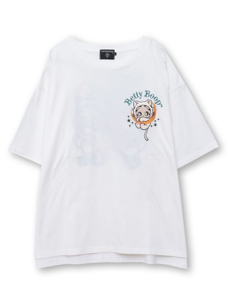 【BETTY BOOP】“黒猫&白猫ベイビーベティ”刺繍入りTシャツ〔別注〕