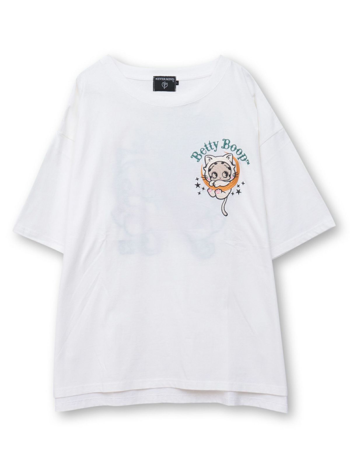 【BETTY BOOP】“黒猫&白猫ベイビーベティ”刺繍入りTシャツ〔別注〕