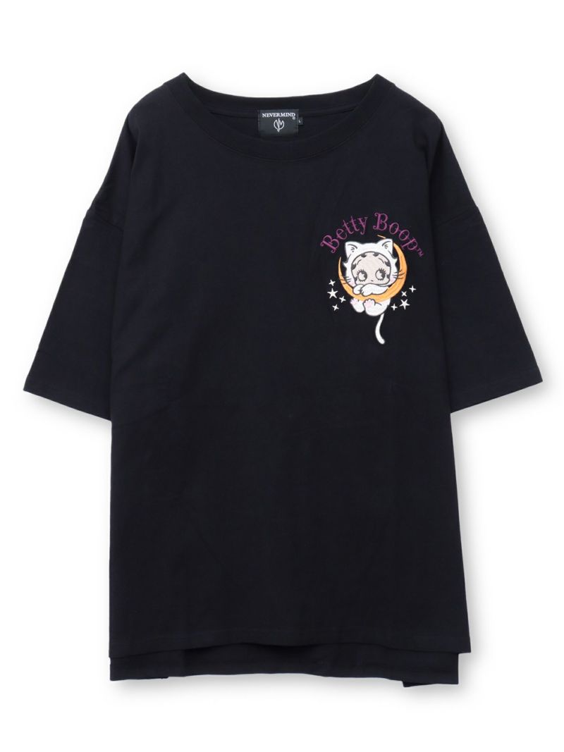 【BETTY BOOP】“黒猫&白猫ベイビーベティ”刺繍入りTシャツ〔別注〕