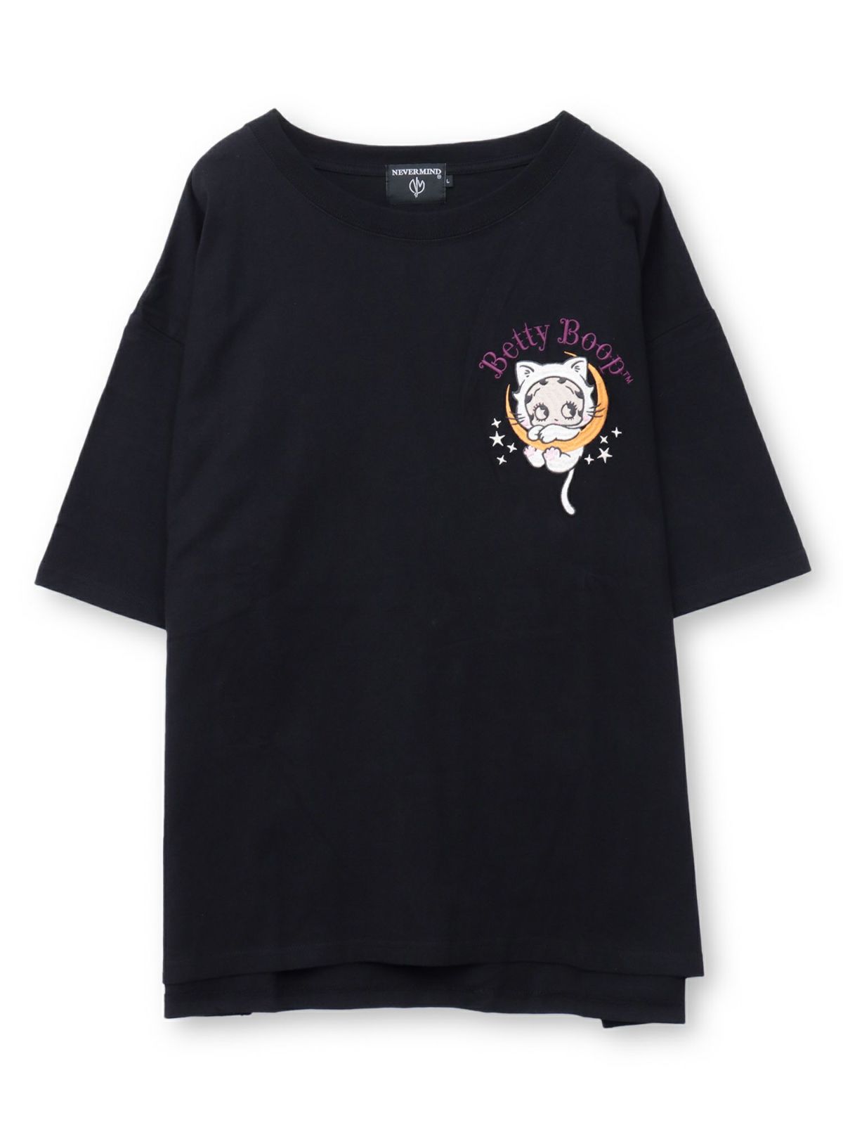 【BETTY BOOP】“黒猫&白猫ベイビーベティ”刺繍入りTシャツ〔別注〕