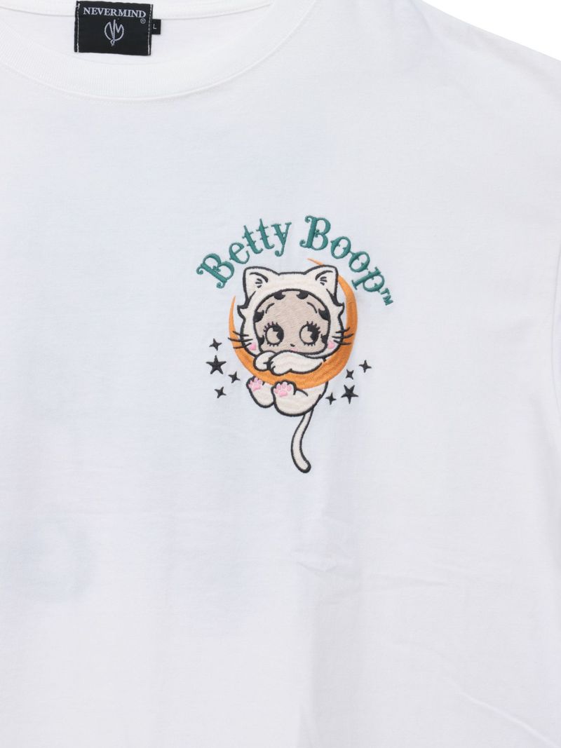 【BETTY BOOP】“黒猫&白猫ベイビーベティ”刺繍入りTシャツ〔別注〕