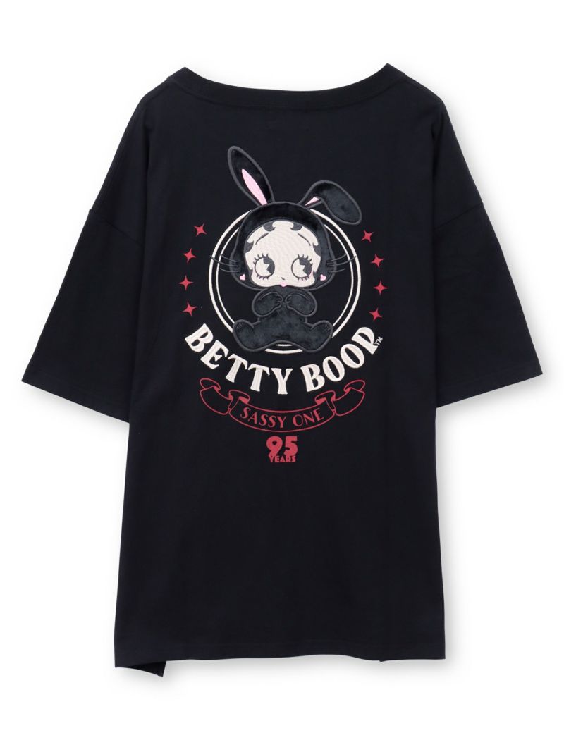 【BETTY BOOP】“黒うさぎベイビーベティ”刺繍入りTシャツ〔別注〕