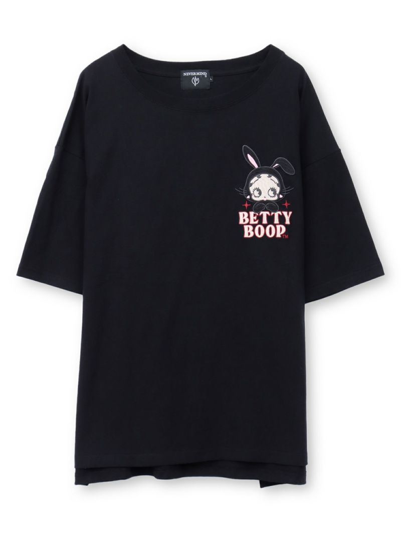 【BETTY BOOP】“黒うさぎベイビーベティ”刺繍入りTシャツ〔別注〕