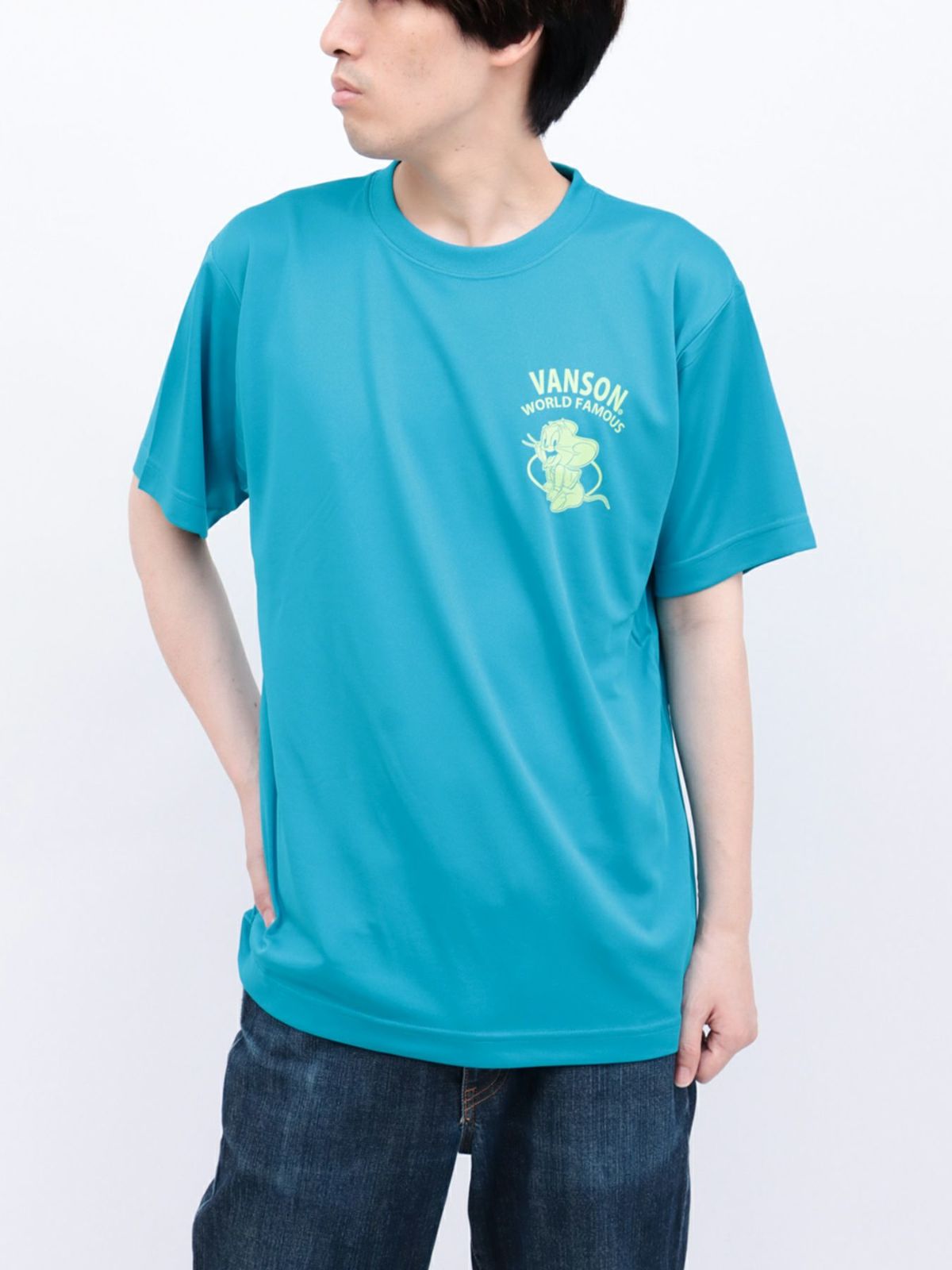 【VANSON×TOM and JERRY】“バイカーズトムジェリ”DRY素材Tシャツ