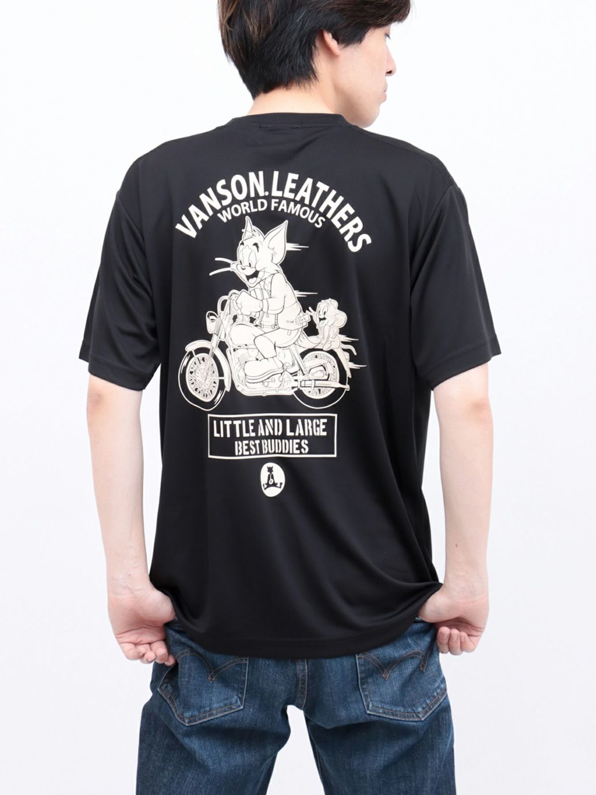 【VANSON×TOM and JERRY】“バイカーズトムジェリ”DRY素材Tシャツ