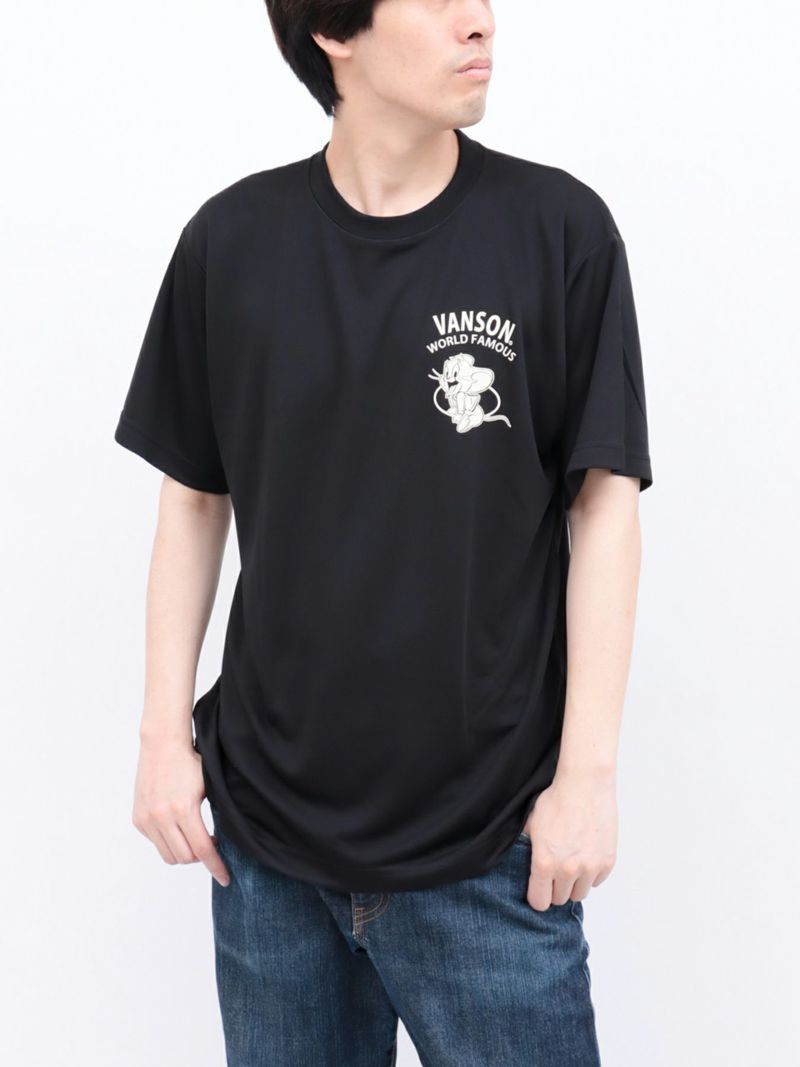 【VANSON×TOM and JERRY】“バイカーズトムジェリ”DRY素材Tシャツ
