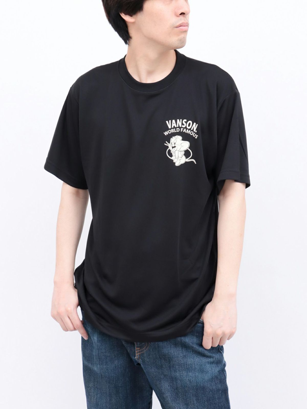 【VANSON×TOM and JERRY】“バイカーズトムジェリ”DRY素材Tシャツ