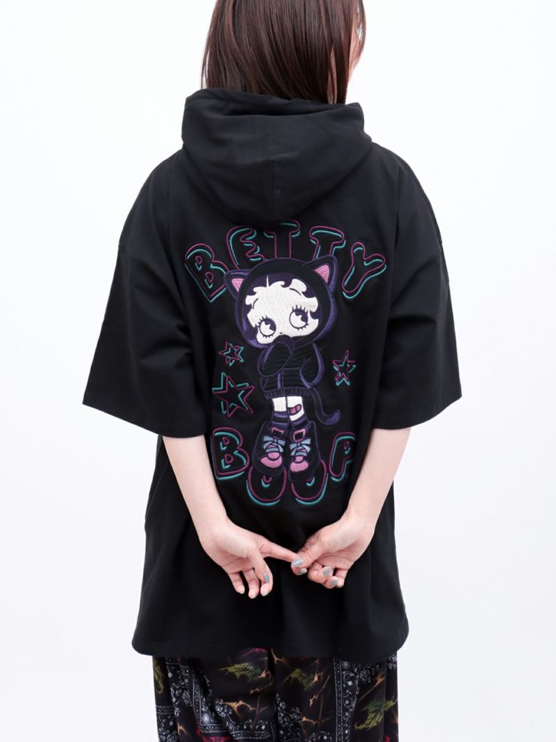 【BETTY BOOP】“サイバーベティ”BIGシルエット半袖TEEパーカー〔別注〕