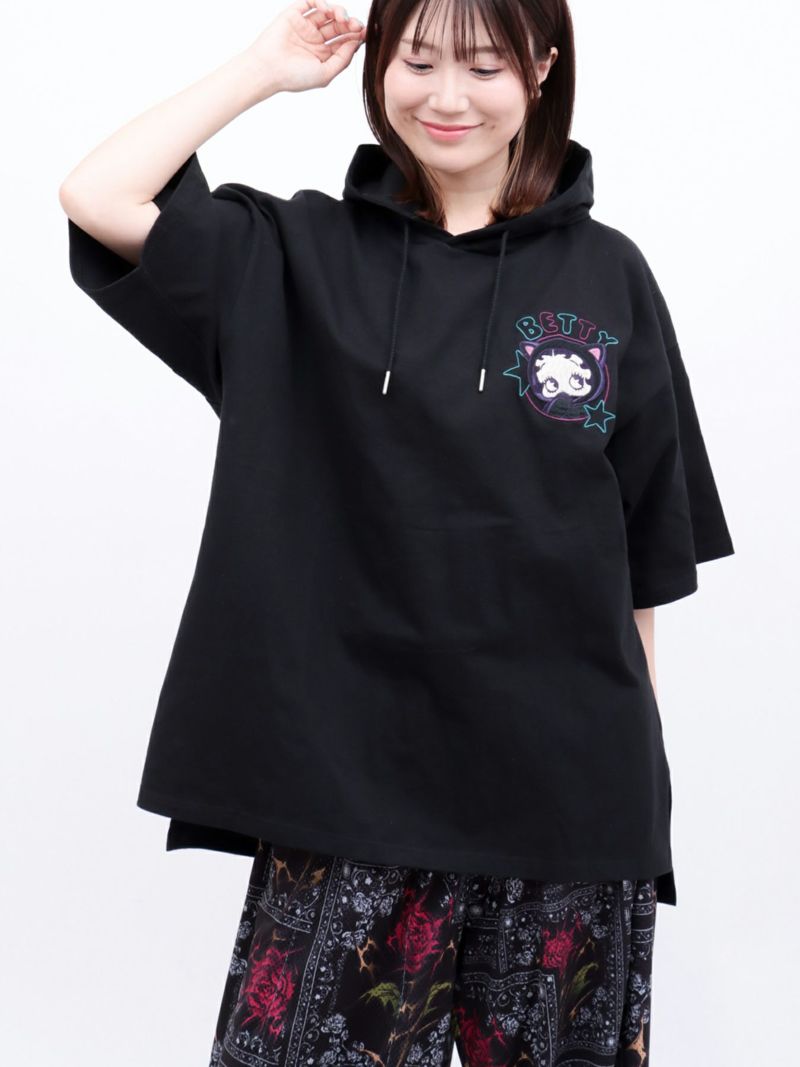 【BETTY BOOP】“サイバーベティ”BIGシルエット半袖TEEパーカー〔別注〕