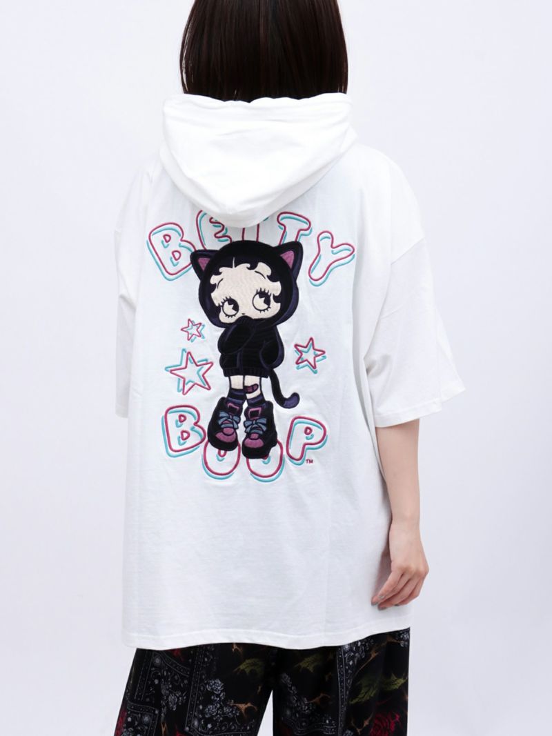 【BETTY BOOP】“サイバーベティ”BIGシルエット半袖TEEパーカー〔別注〕