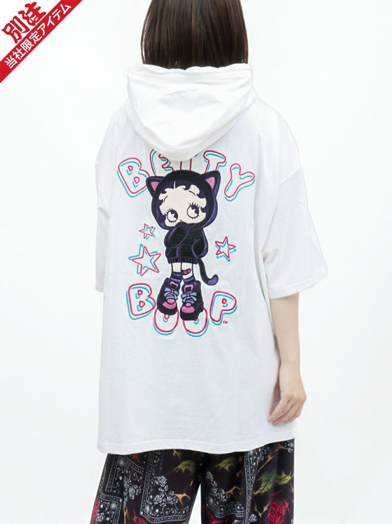 【BETTY BOOP】“サイバーベティ”BIGシルエット半袖TEEパーカー〔別注〕