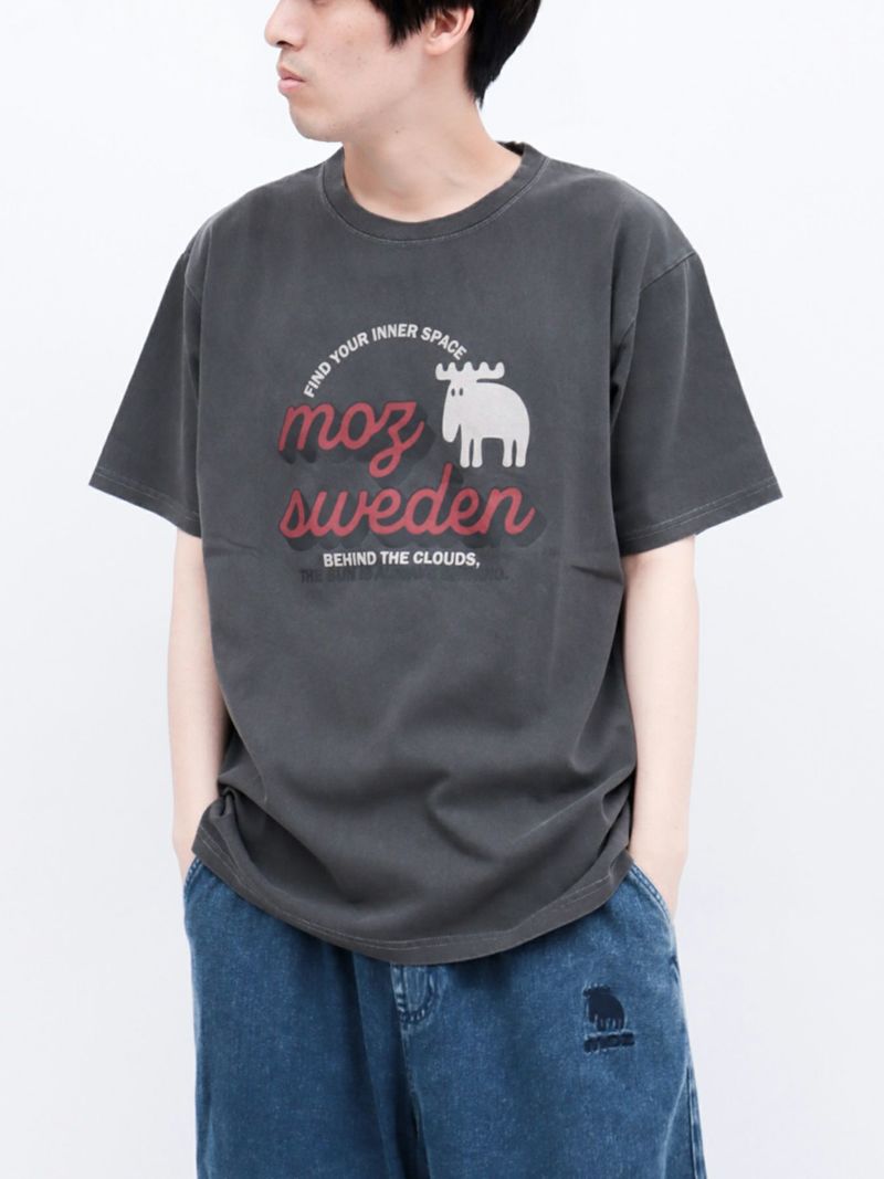 【moz】エルクプリント製品染めTシャツ