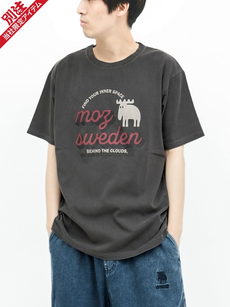 【moz】エルクプリント製品染めTシャツ