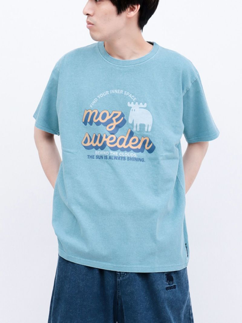【moz】エルクプリント製品染めTシャツ