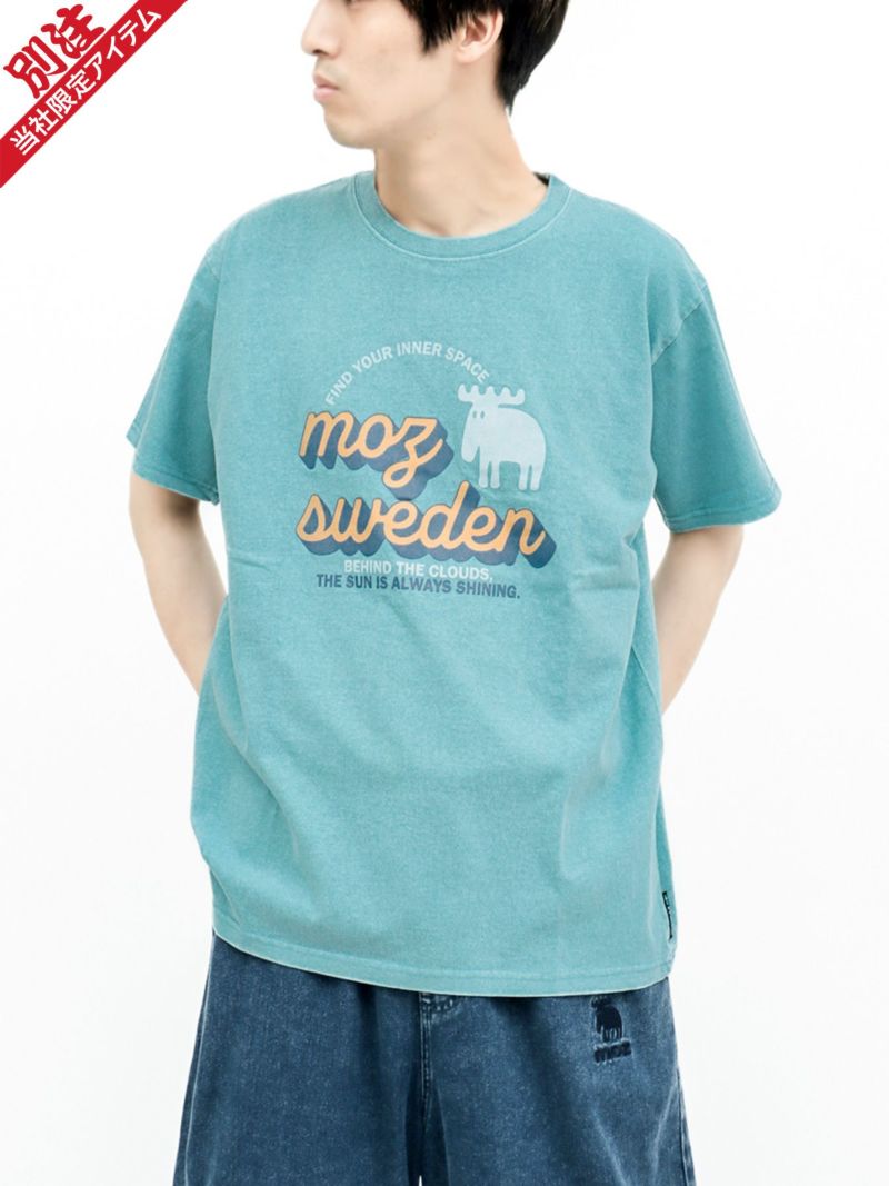 【moz】エルクプリント製品染めTシャツ