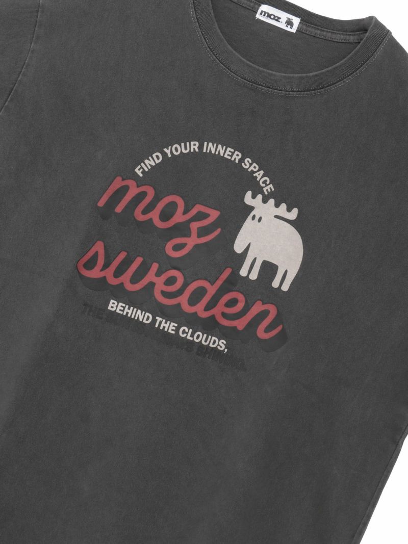 【moz】エルクプリント製品染めTシャツ
