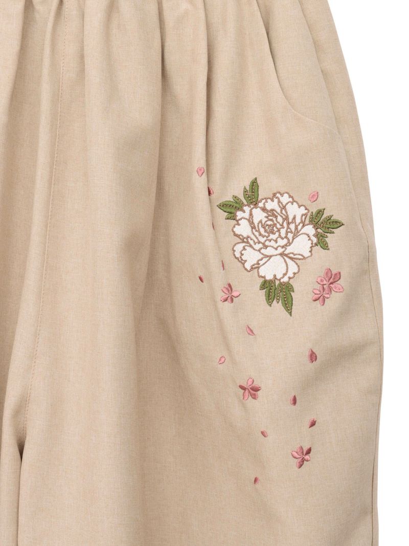 【雅結】牡丹刺繍 コクーンパンツ