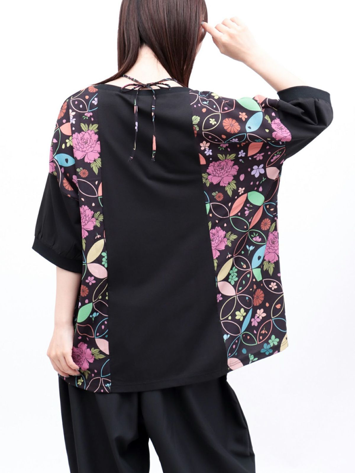 【雅結】和生地切り替え 接触冷感素材ドルマンTシャツ