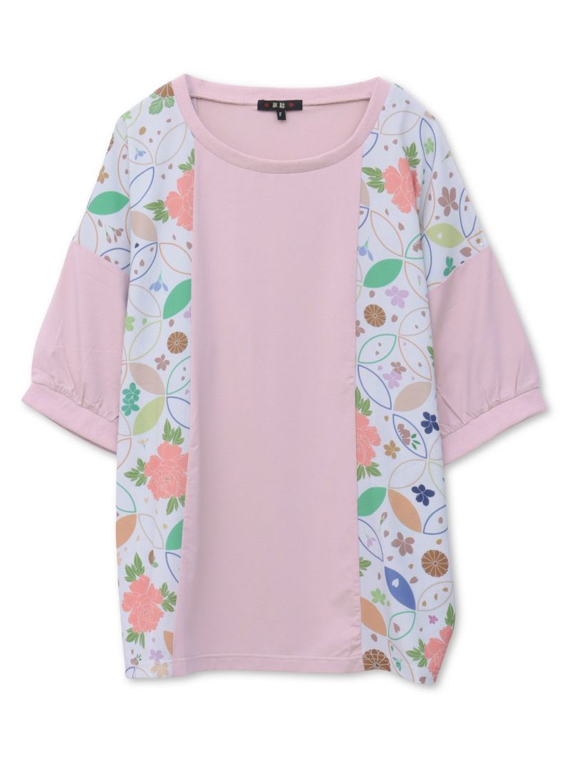 【雅結】和生地切り替え 接触冷感素材ドルマンTシャツ