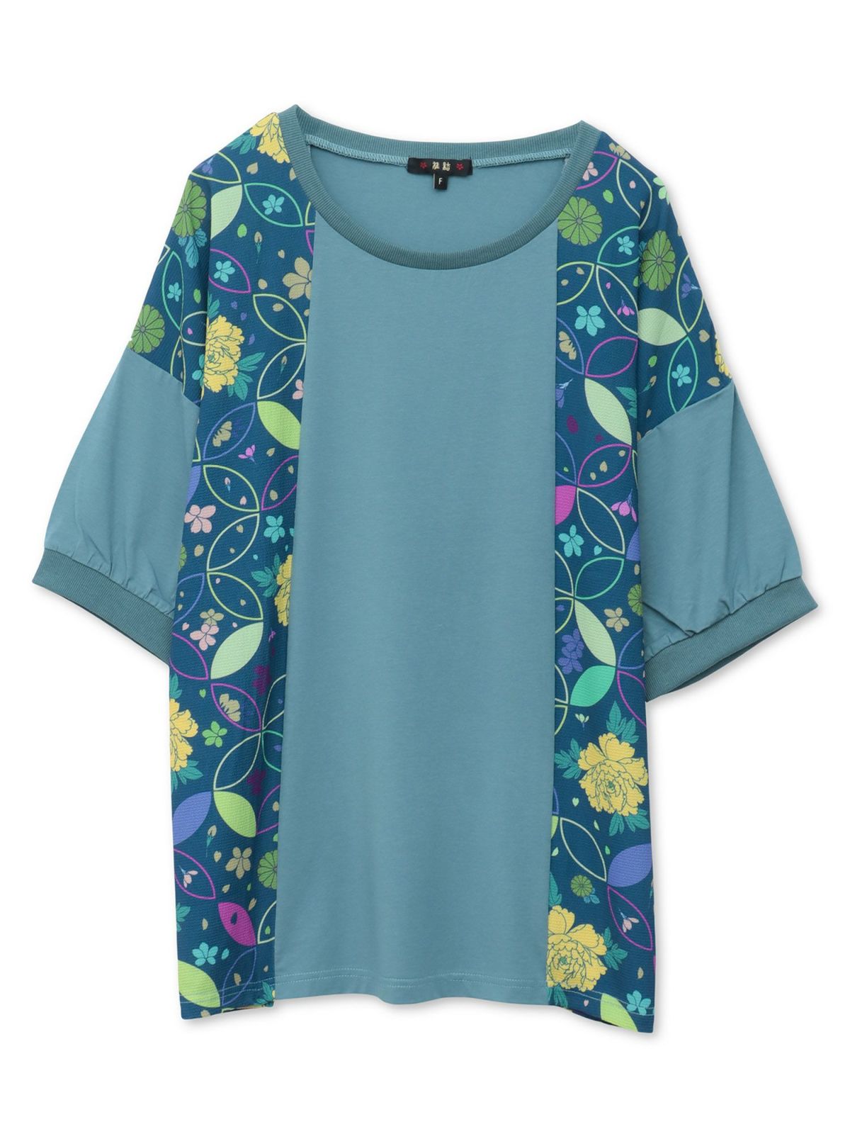 【雅結】和生地切り替え 接触冷感素材ドルマンTシャツ