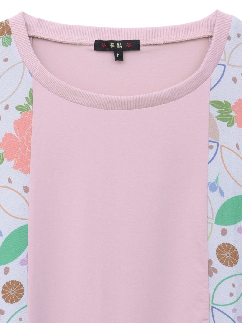 【雅結】和生地切り替え 接触冷感素材ドルマンTシャツ