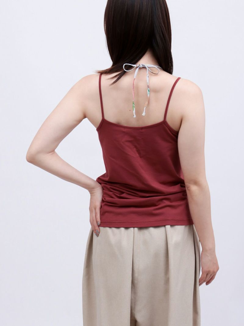 【雅結】和生地切り替え 接触冷感素材ホルターネックキャミソール