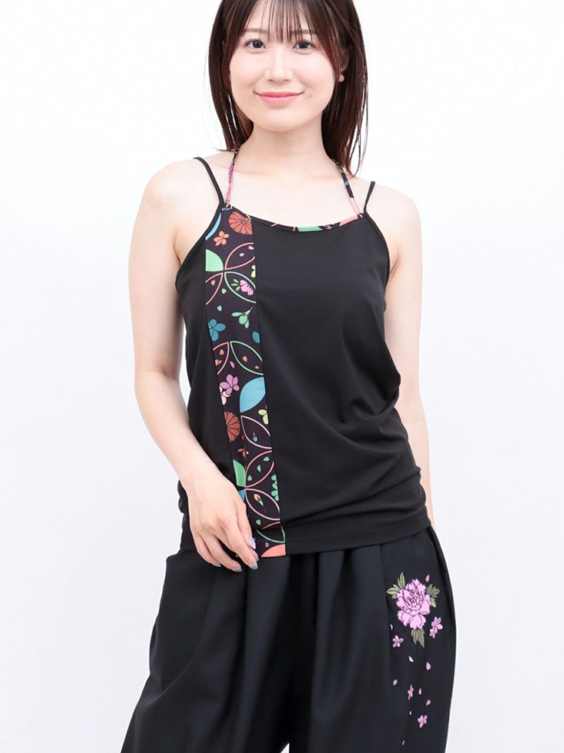 【雅結】和生地切り替え 接触冷感素材ホルターネックキャミソール