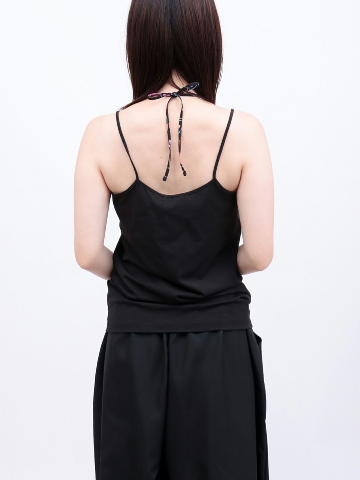 【雅結】和生地切り替え 接触冷感素材ホルターネックキャミソール