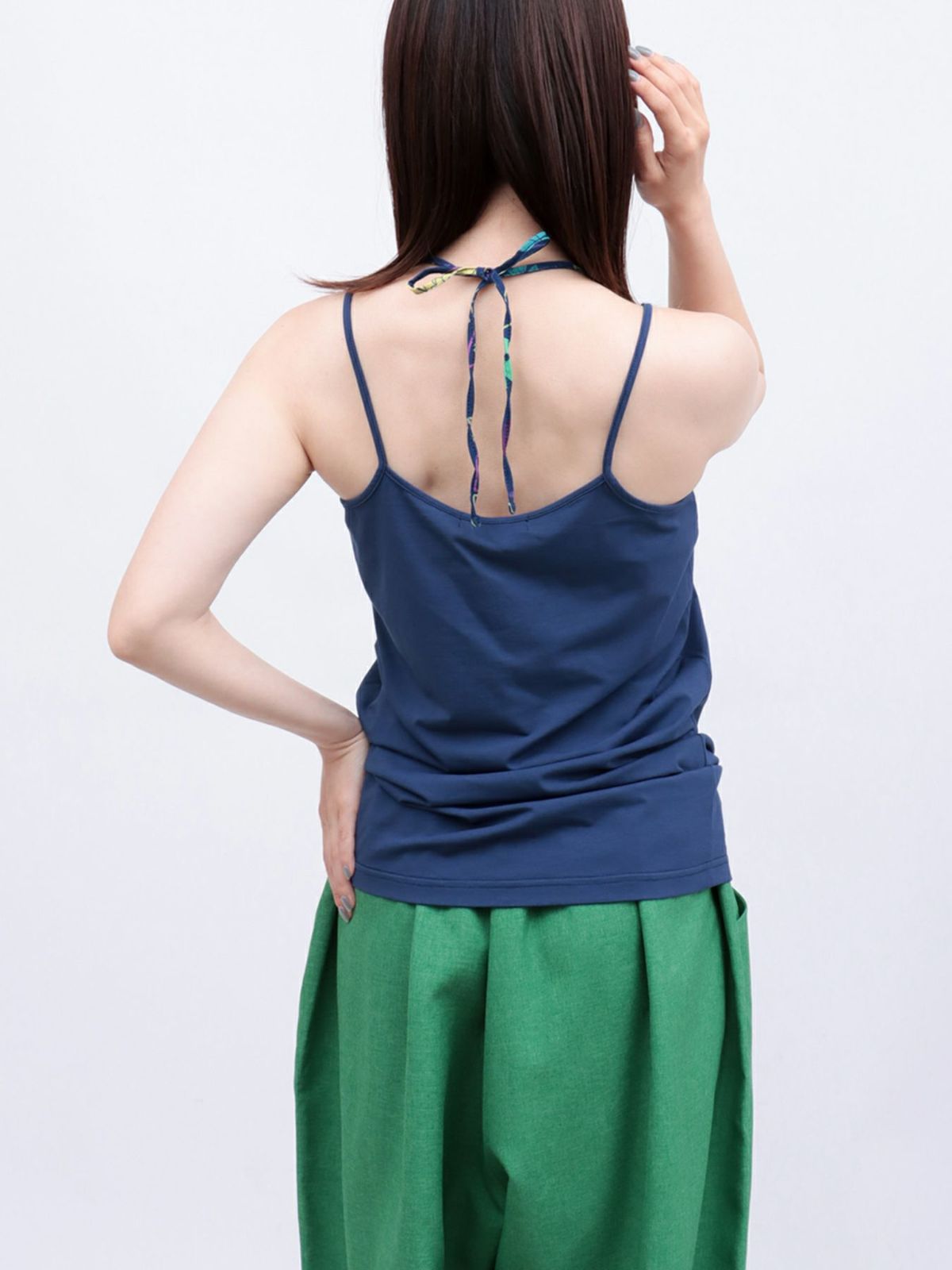 【雅結】和生地切り替え 接触冷感素材ホルターネックキャミソール
