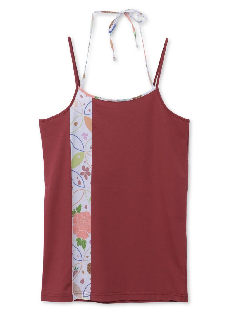 【雅結】和生地切り替え 接触冷感素材ホルターネックキャミソール