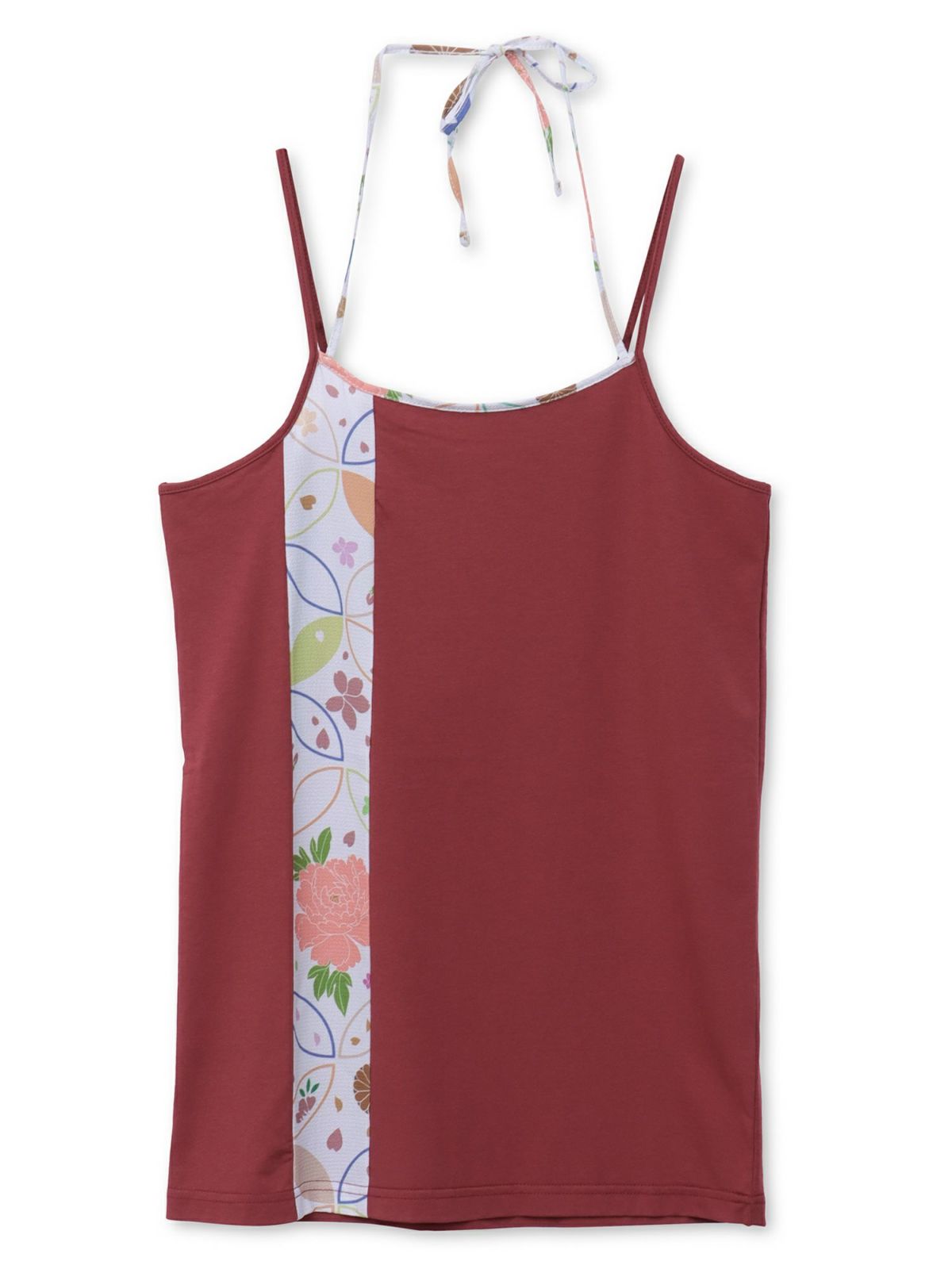 【雅結】和生地切り替え 接触冷感素材ホルターネックキャミソール