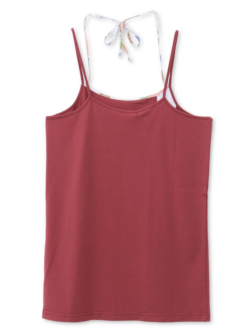 【雅結】和生地切り替え 接触冷感素材ホルターネックキャミソール