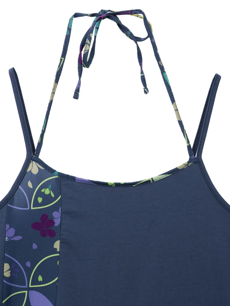 【雅結】和生地切り替え 接触冷感素材ホルターネックキャミソール